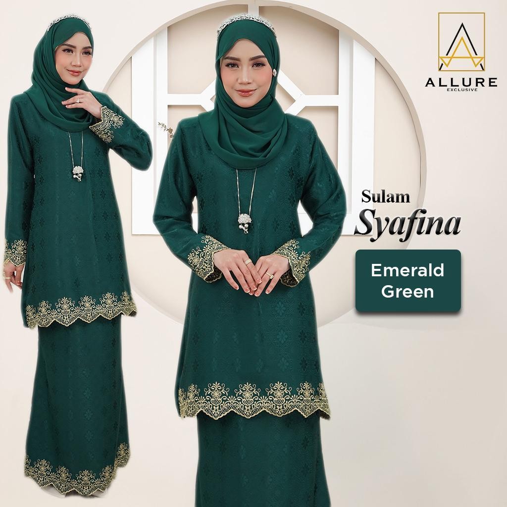 Allure Exclusive Set Baju Kurung Sulam Syafina 2025 Jaquard Silk Ibu ...