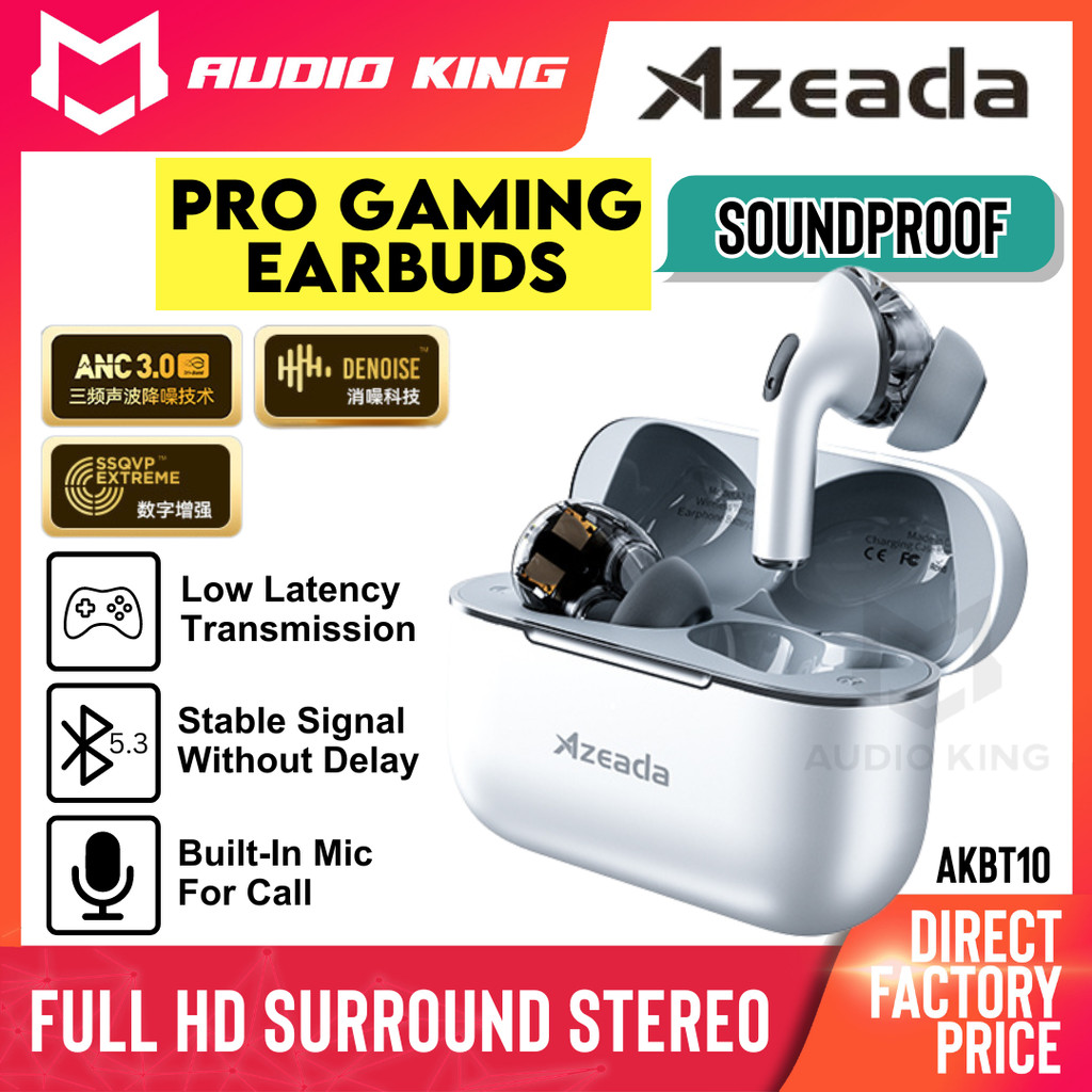 AZEADA Noise Cancelling ANC Gaming Wireless Low Latency Bluetooth 5.3 ...