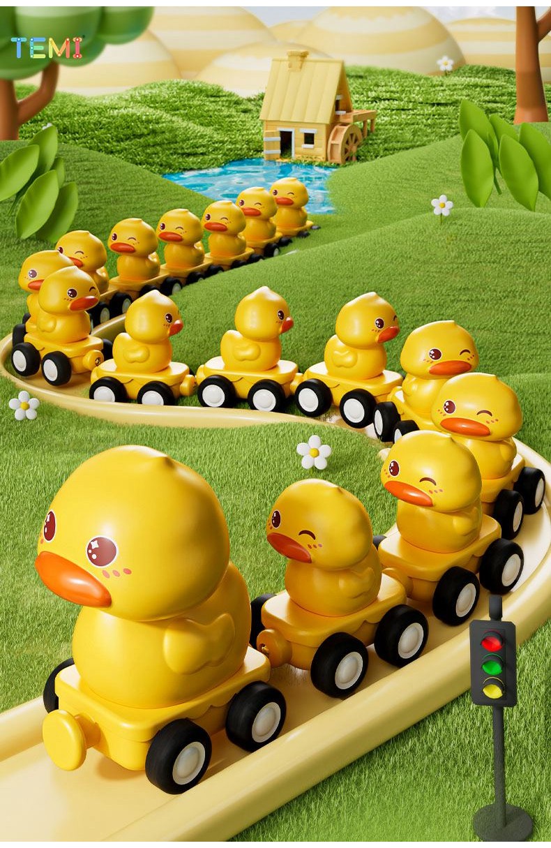 ⭐Shipment from Malaysia⭐TEMI magnetic wooden train Yellow duck toy ...