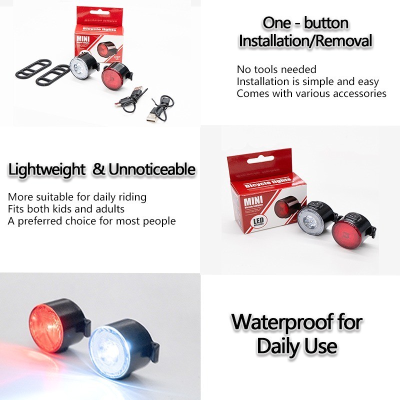 BUCKLOS Bike Light Set Rechargeable Waterproof Bike Front Light ...