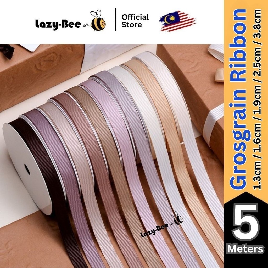 LAZY BEE 5 meter Ivory Cream Tan Latte Taupe Grosgrain Ribbon Reben ...
