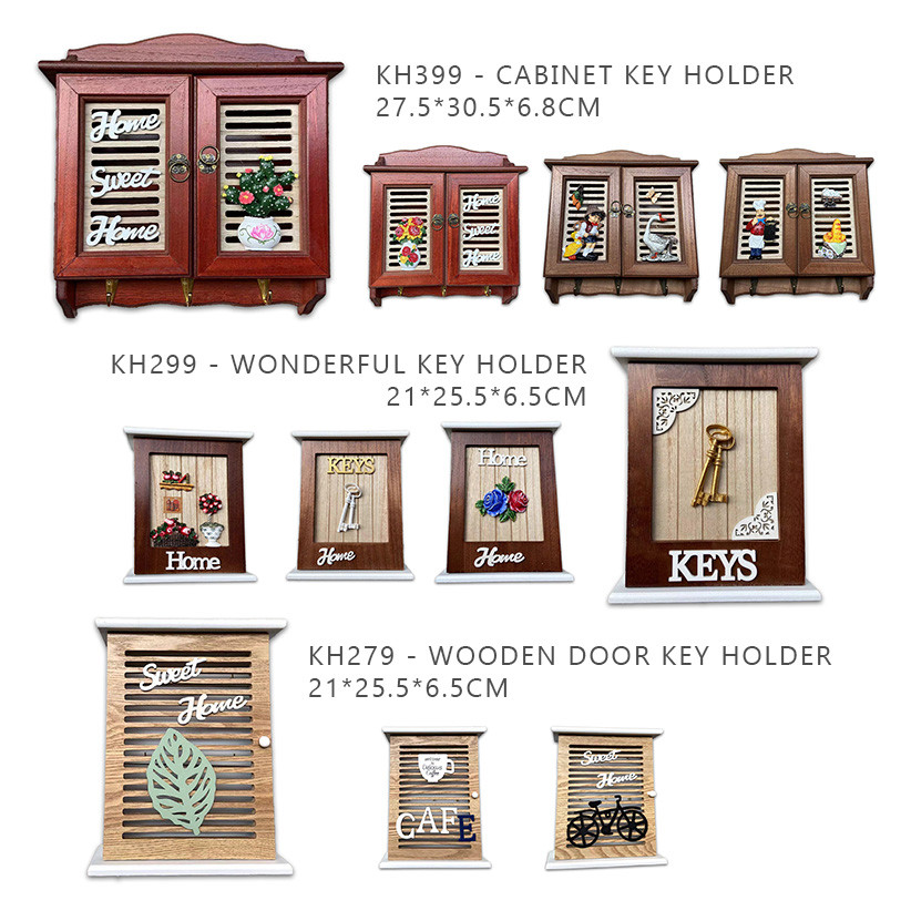 Romantikaa KEY HOLDER 3 Design Wall Hanging Wooden Key Rack with Hook ...