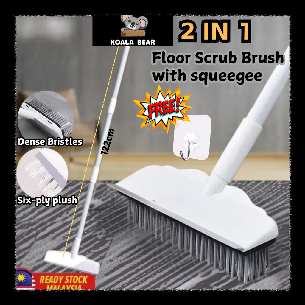 [2 in 1] Perfect Bath Floor Cleaning Brush With Scraper Bath Tub Toilet ...