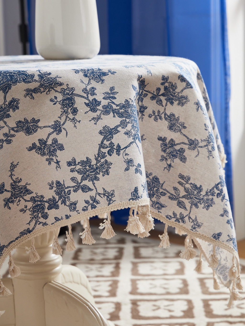 150 * 260cm Small Floral Tablecloth Cotton Linen ins Small Fresh Anti ...