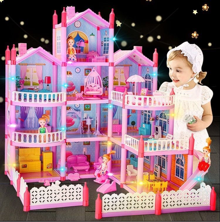 0827 Children Play House Assembled Doll House Villa Barbie Doll Set Princess Castle Simulation House Toy Girl Shopee Malaysia