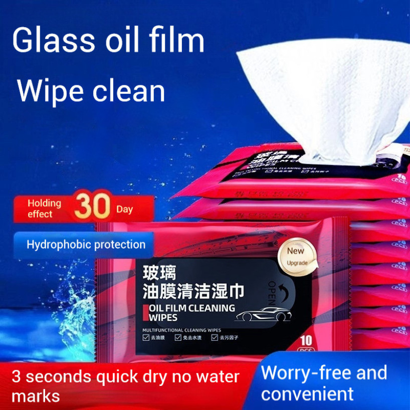 100pcs/10pack Glass Stain Remover Cleaning Wipes 玻璃油膜去除湿巾 镀膜湿巾 Car