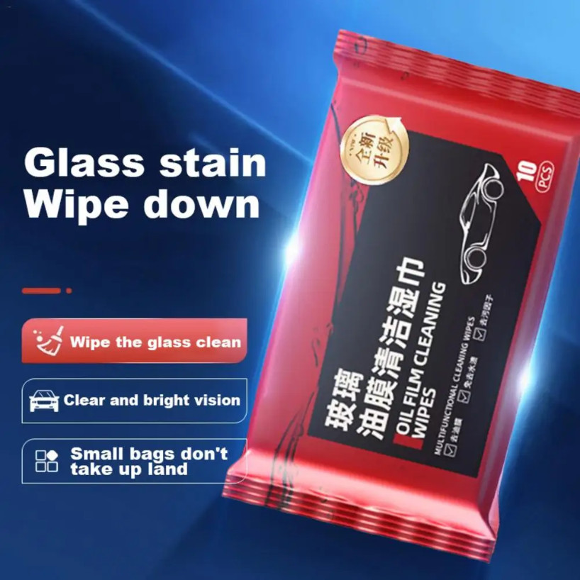 100pcs/10pack Glass Stain Remover Cleaning Wipes 玻璃油膜去除湿巾 镀膜湿巾 Car