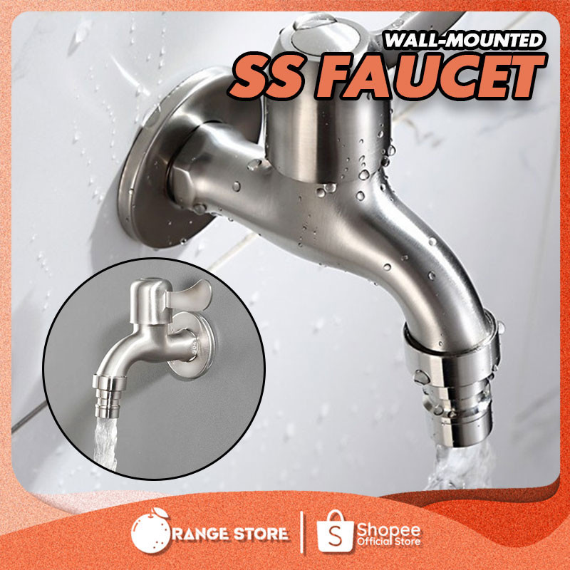 Faucet Stainless Steel Wall Water Tap 1/2 Inch Classic Kepala Paip ...