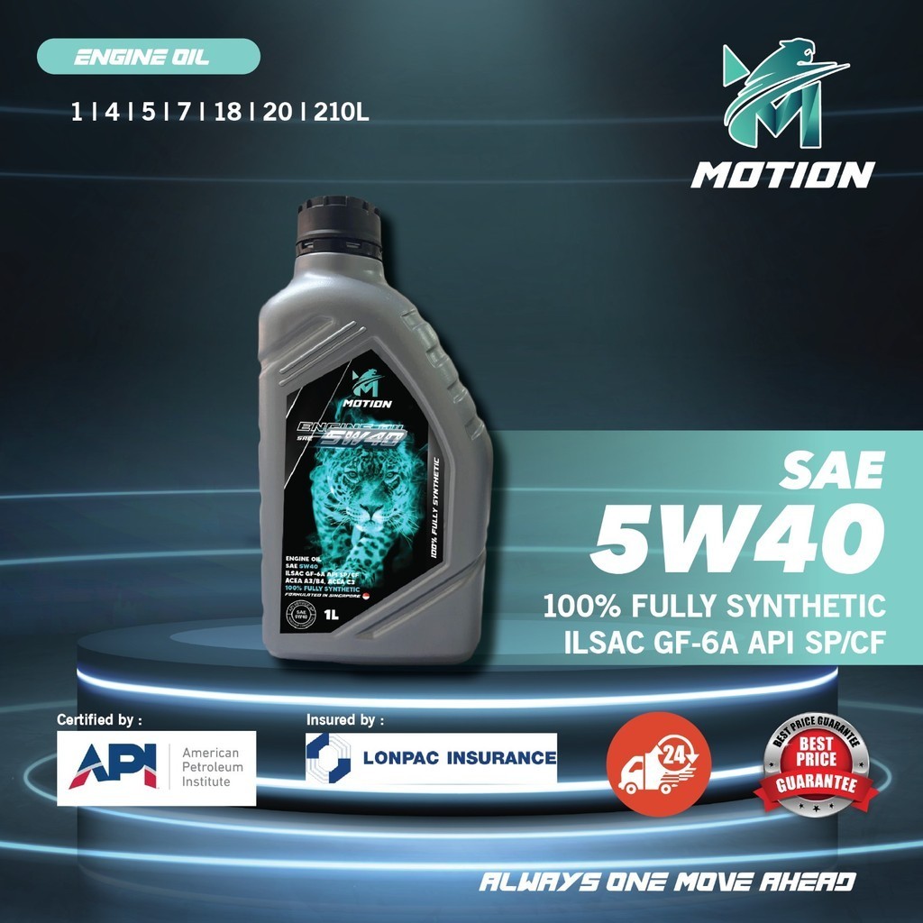 MOTION 5w40 1L API SP Fully Synthetic Engine Oil Car Lubricant Minyak ...