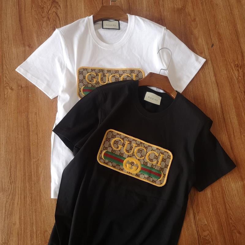 GUCCI Summer 2024 New Fashion Brand Pure Cotton Embroidered Short sleeved Men And Women Couple Loose T shirt Round Neck Shopee Malaysia