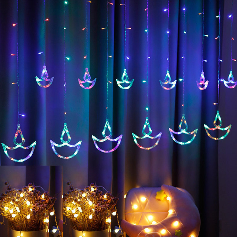 LED Deepavali Lighting Diwali Curtain Fairy String Light for Muslim EID ...