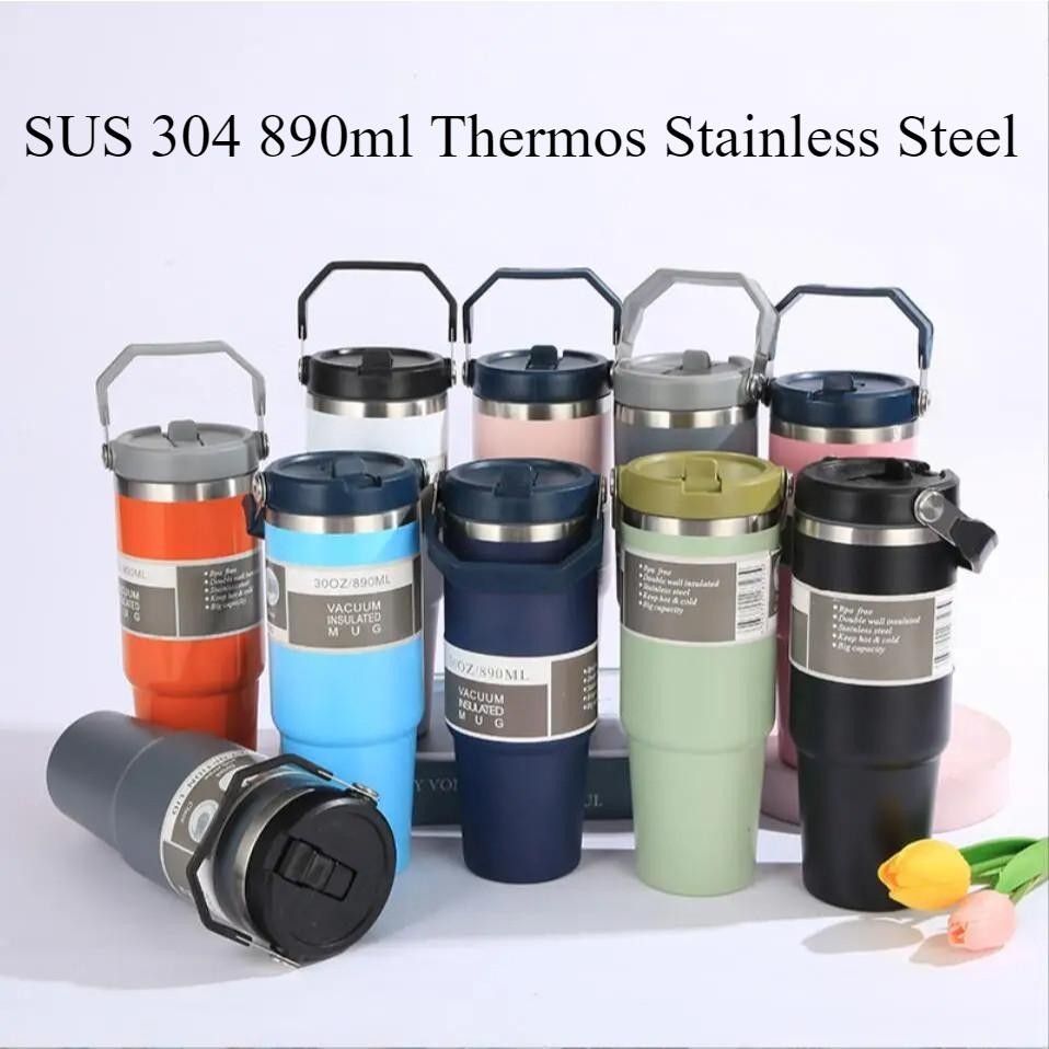 900ml 304 Stainless Steel Handheld Thermos Insulated Vacuum Tumbler Hot ...