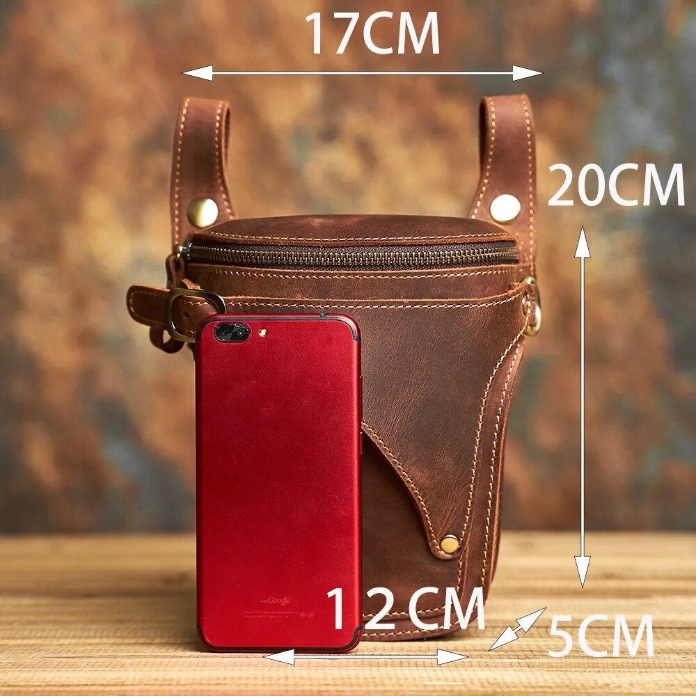 Leather Men S Waist Bag 2026.[Crazy Horse Leather Large Capacity Genuine Leather Men's Waist Bag ...