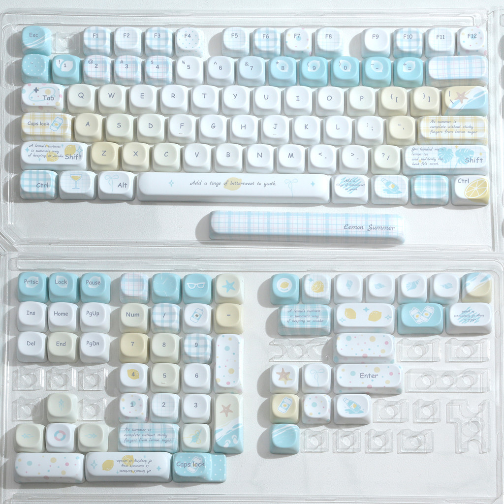 Lemon Summer Keycap MOA Height PBT Heat Sublimation Milk Blue Cute Girl ...