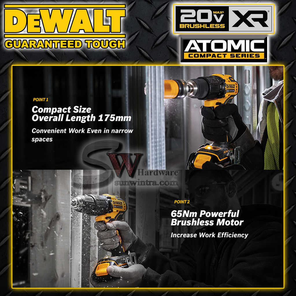 DeWalt ATOMIC™ 20V MAX* 13mm Cordless Impact Drill Driver Hammer Drill ...
