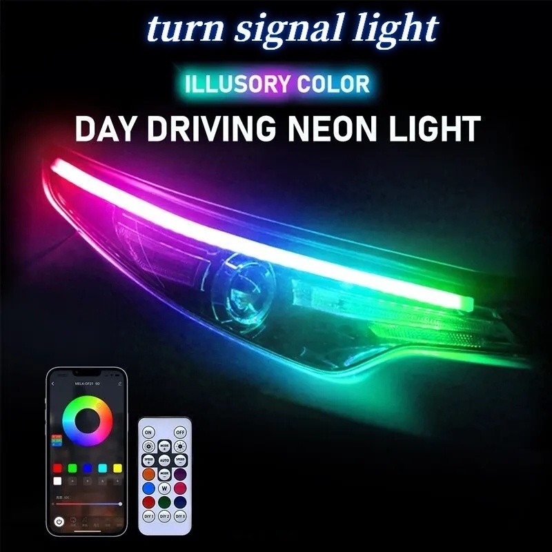 2pcs DRL waterproof flexible RGB multi color streamer daytime running ...