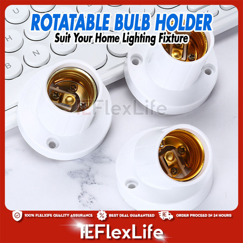 Oblique Screw Lamp Base Socket Light Rotatable E27 Bulb Holder Mentol ...
