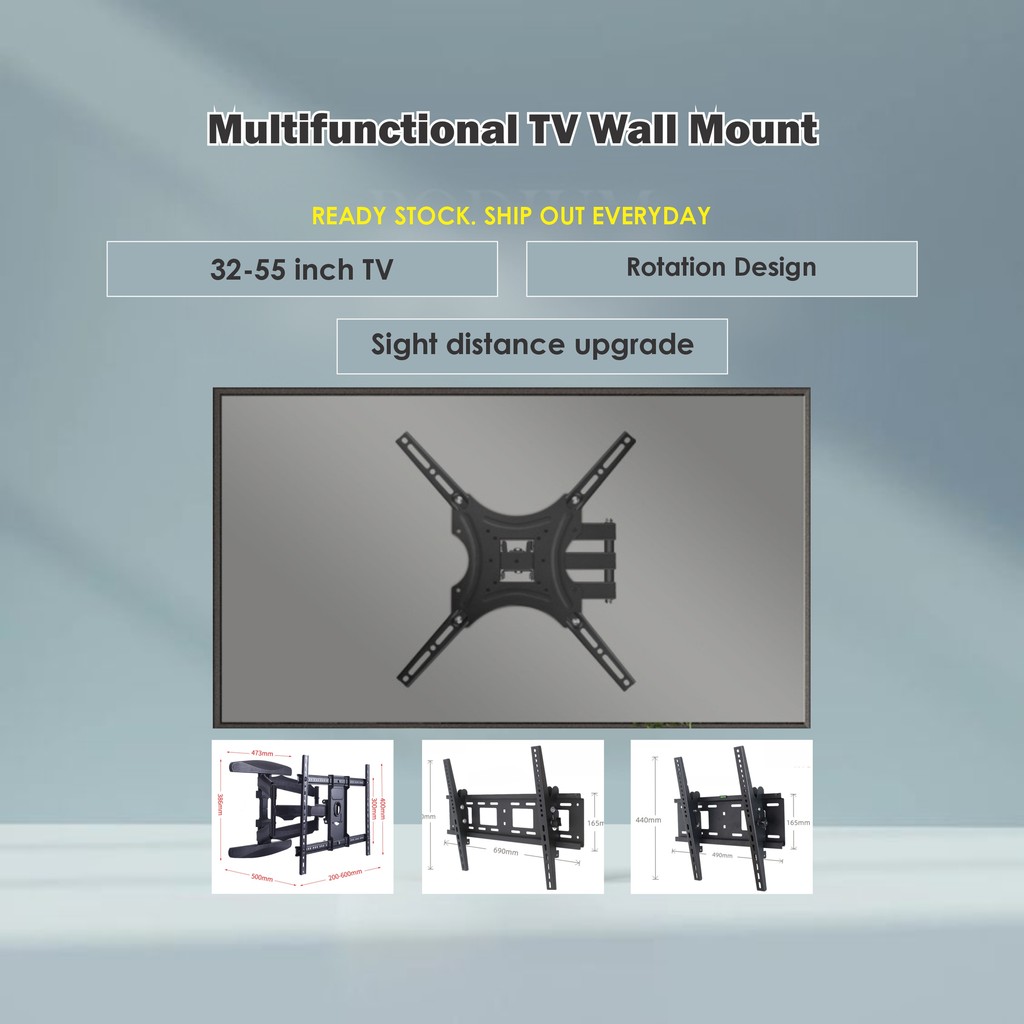 BC Universal Stand TV Bracket Adjustable Wall Mounted TV Rack Wall ...