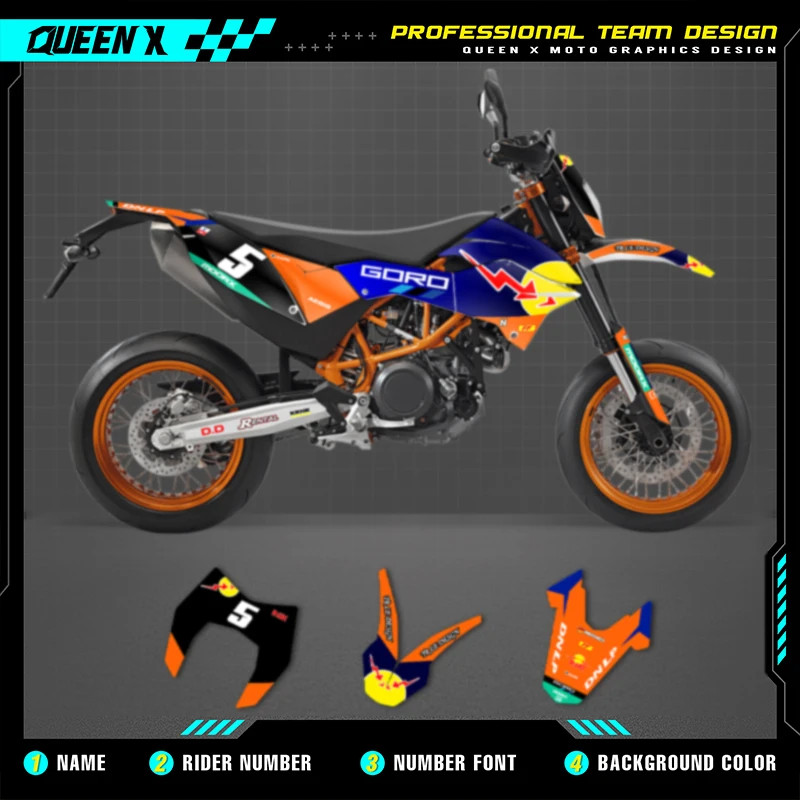 Queen X MOTOR Custom Motorcycle Graphics Decals Stickers Kits For KTM ...