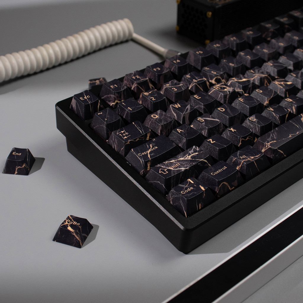 Marble Black Gold Keycaps PBT Cherry profile for MX Switches Mechanical ...