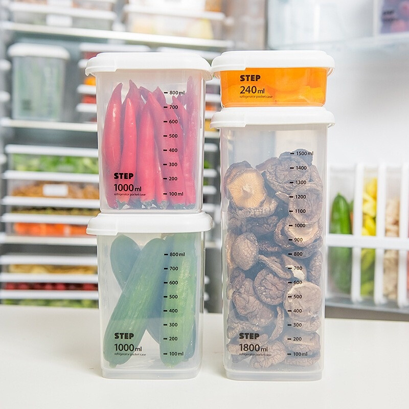 KAUKAU Plastic Transparent Clam-shell Food Storage Box Canisters Tank ...
