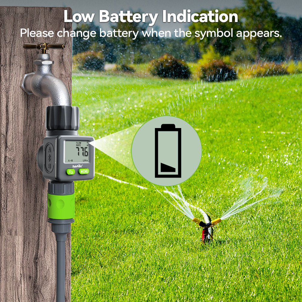 RainPoint 3/4" Garden Hose Water Flow Meter, Measures Flow Rate In
