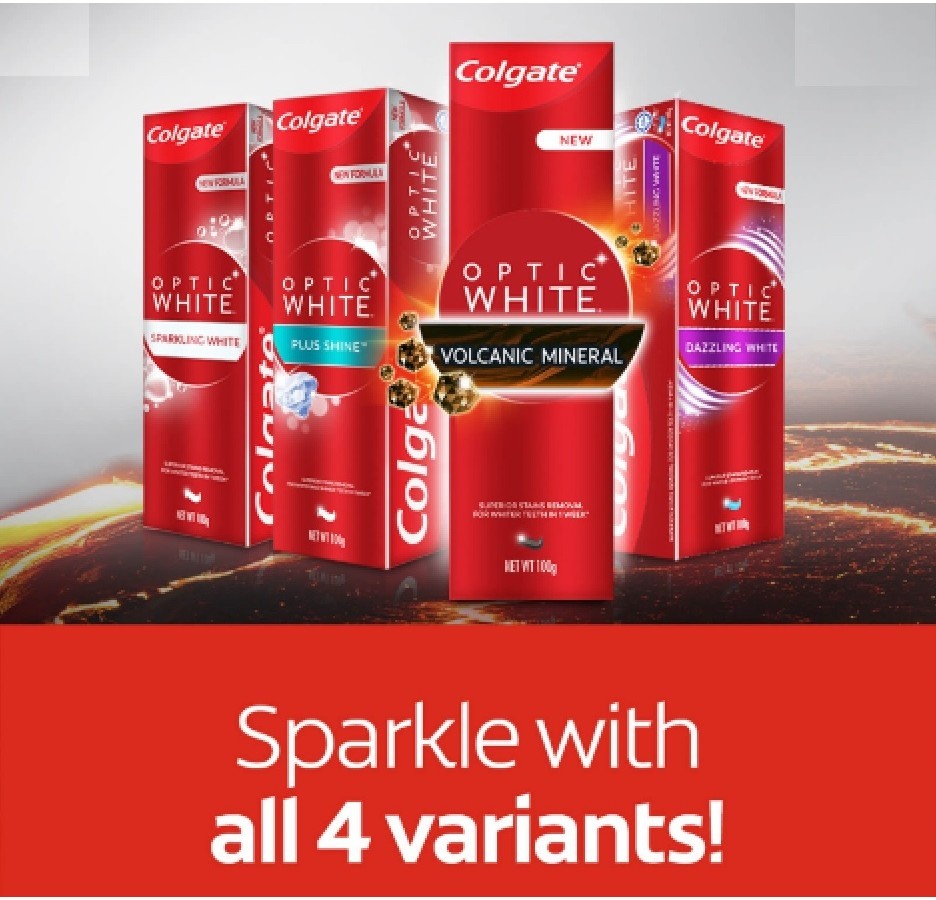 Colgate Optic White Volcanic Mineral / Plus Shine / Sparking / Dazzling ...