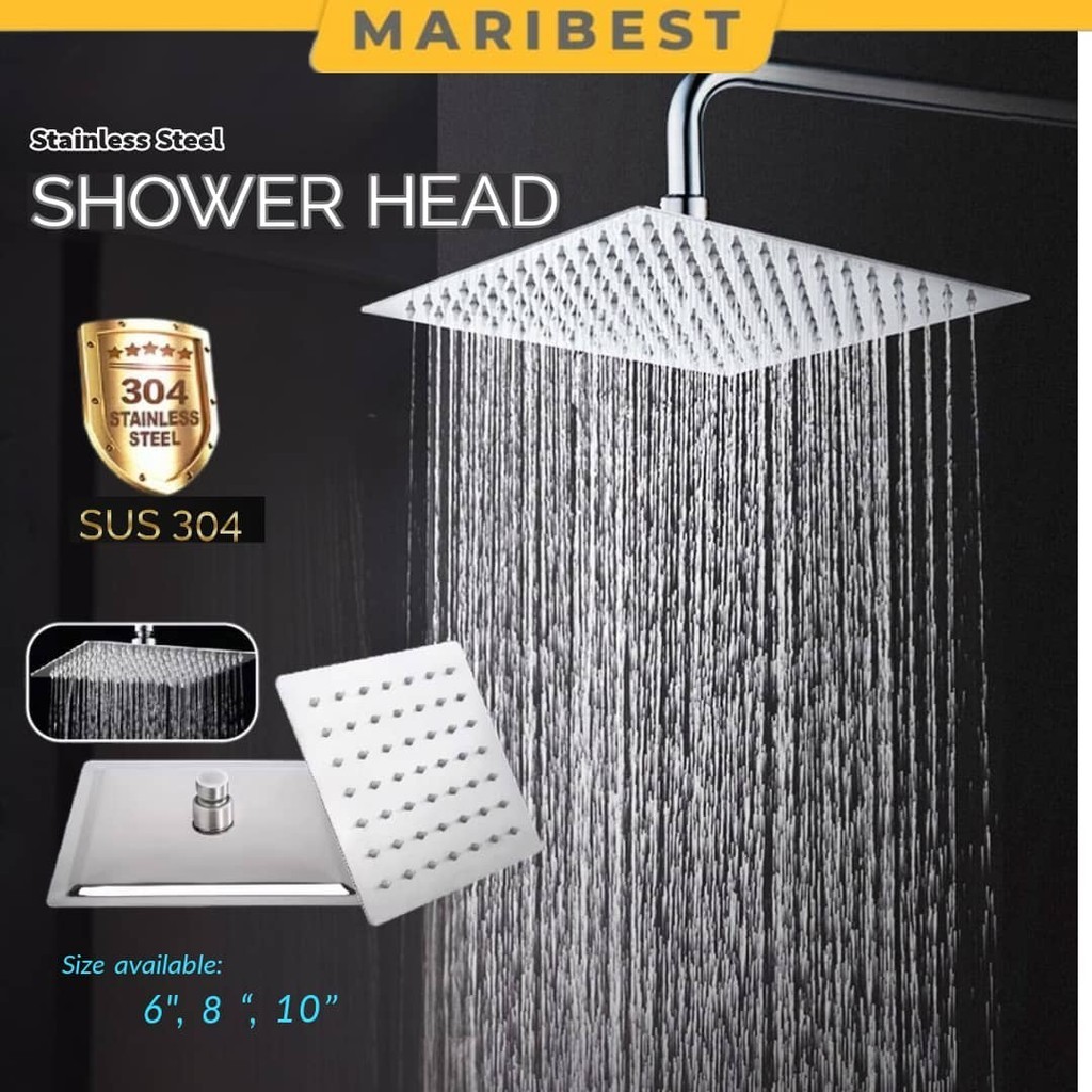 6/8/10 Inch 304SUS Stainless Steel Shower Head Rainfall Shower Head 360 ...