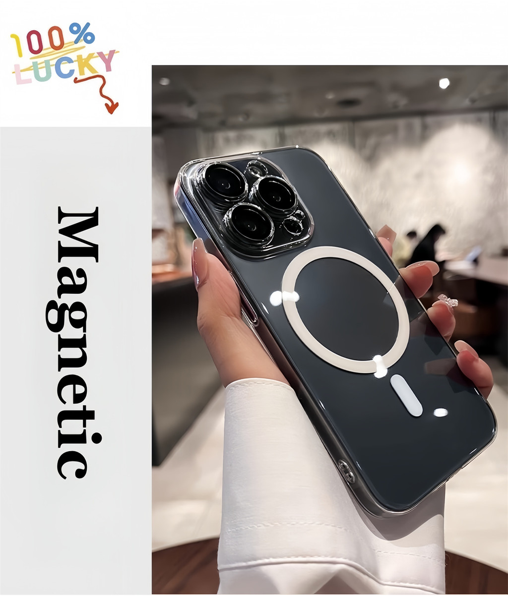 Crystal Shield Clear PC Magnetic Phone Case for IPhone 16 Pro Max 12 13 ...