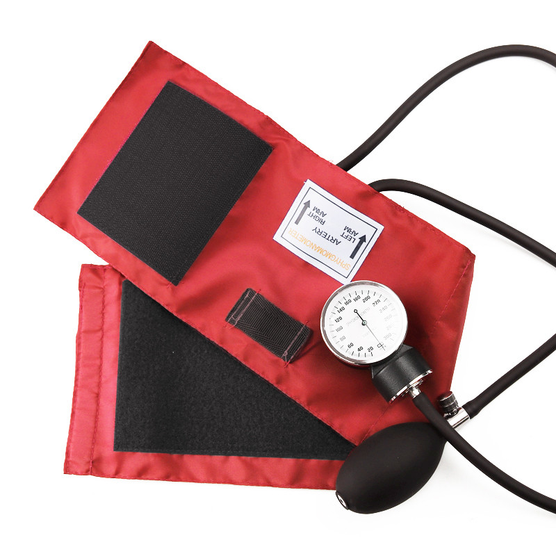 Red Manual Medical Blood Pressure Monitor BP Cuff Manometer Upper Arm ...