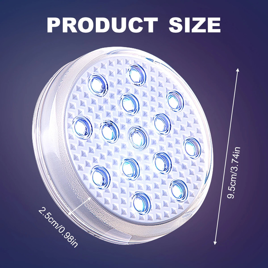 2PCS Rechargeable Underwater Submersible Pool Lights with Remote IP68 ...