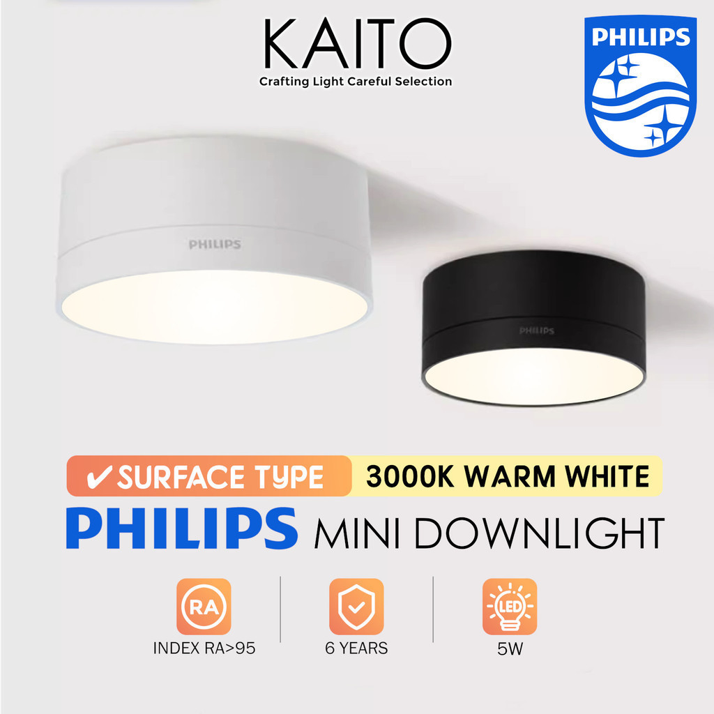 PHILIPS Mini Surface Downlight 5W Warm White (3000K) Lampu Led Siling ...
