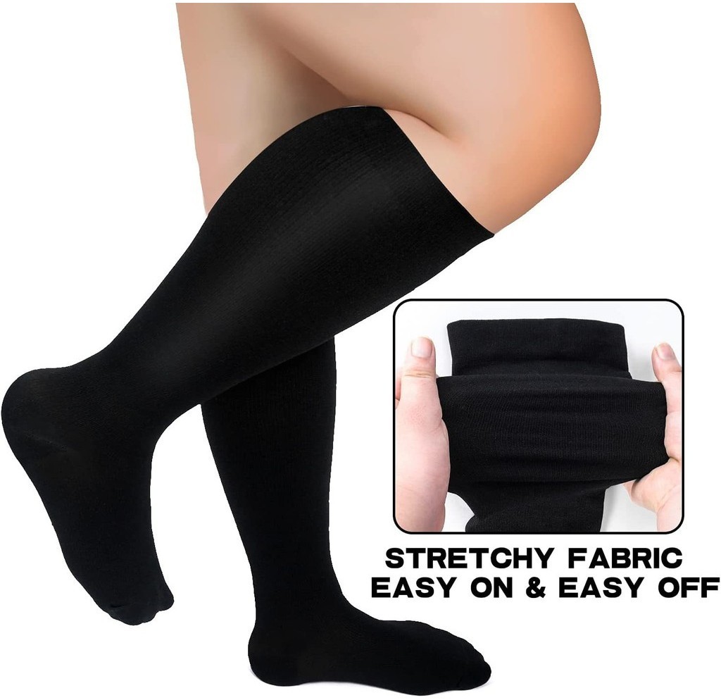 Plus Size Compression Socks Solid Color Women Men Sports Running Yoga ...