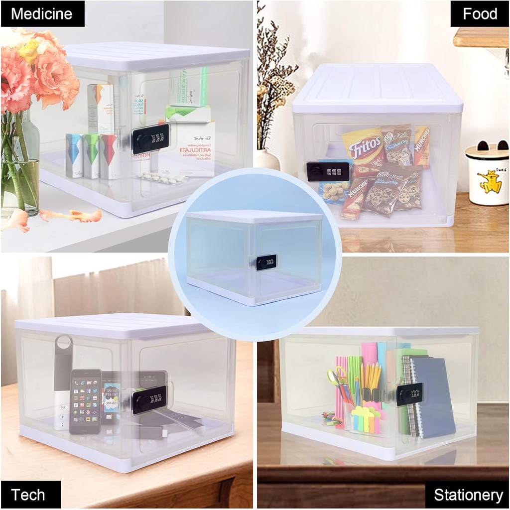 TOPFINE Locked Storage Box Foldable Storage Box With Lock Food ...