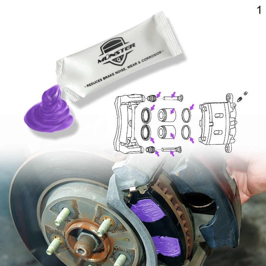 3g) Mnster Purple High Temperature Performance Synthetic Lubricant Rubber Caliper  Pin Brake Pad Shoe Drum Grease Oil | Shopee Malaysia
