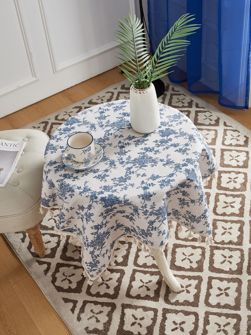 150 * 260cm Small Floral Tablecloth Cotton Linen ins Small Fresh Anti ...