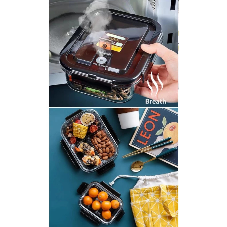 4-piece set Airtight Food Storage Container Microwave Safe Lunch Box ...