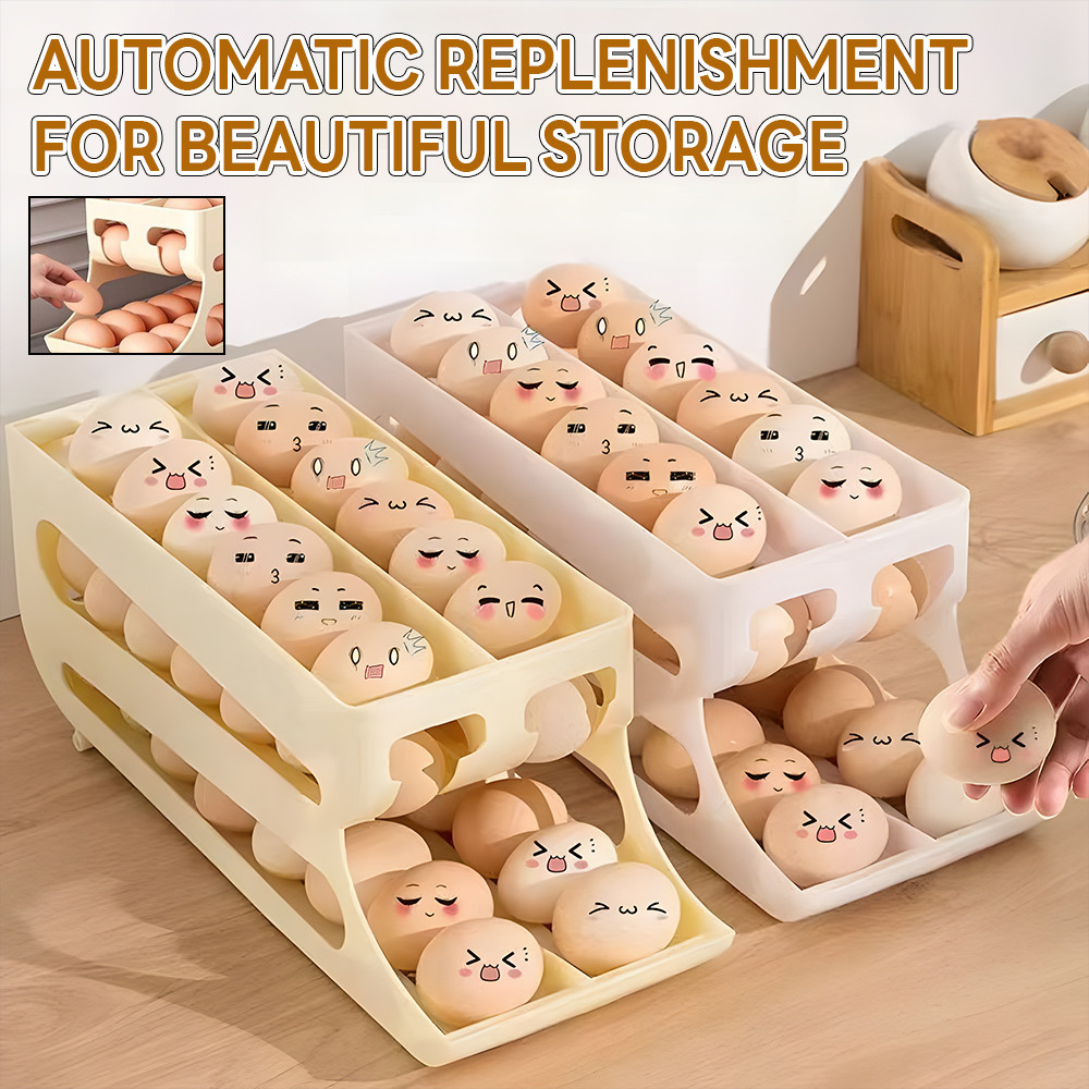Double Layer Egg Storage Container Egg Dispenser Storage Rack Kotak ...