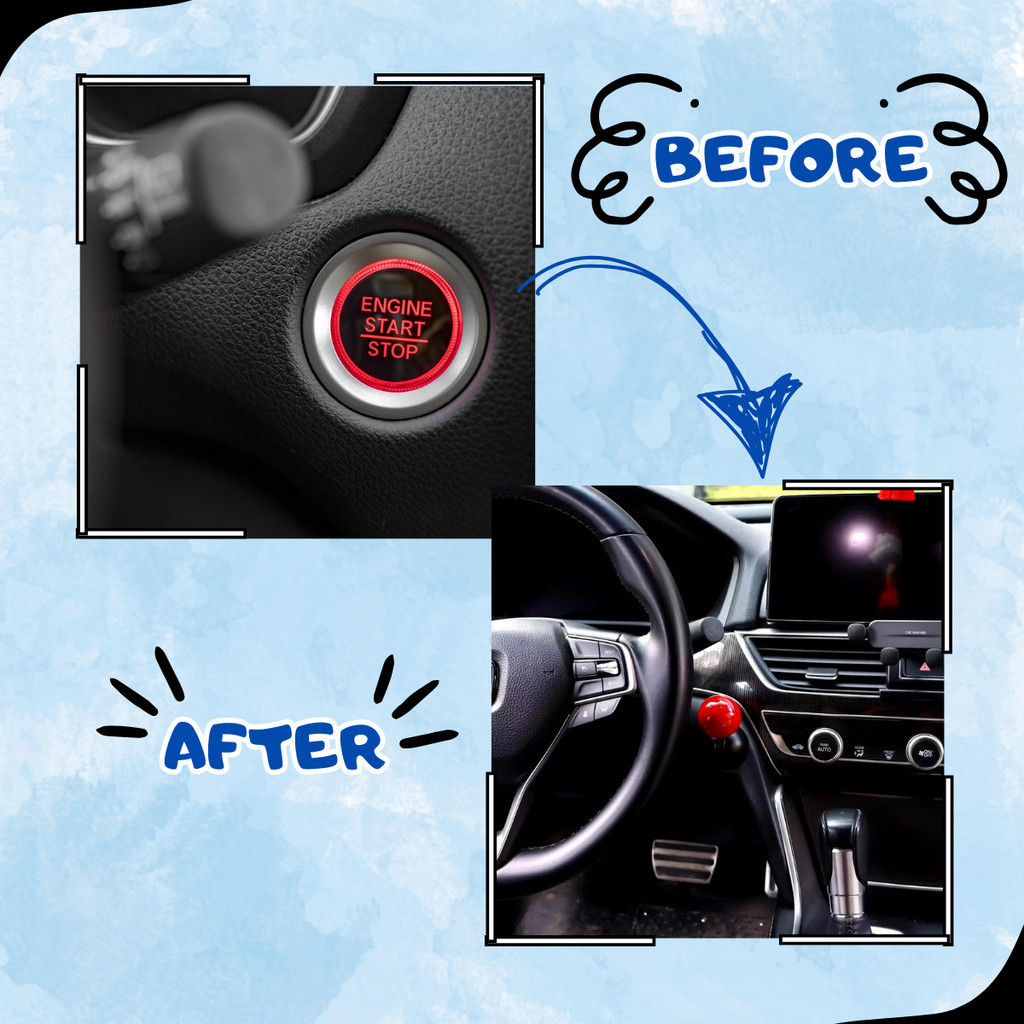 Car Ball Shape One-button Start Lever Car Start Button Cover Bentuk ...