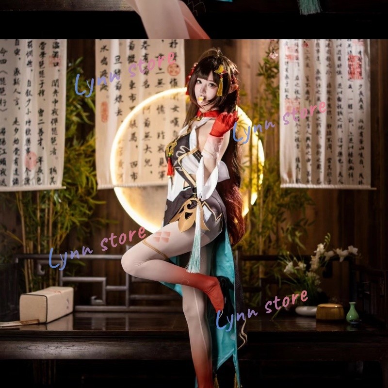 Honkai Star Rail LINGSHA Cosplay Costume Dan Zhu Cosplay Skirts+Wig