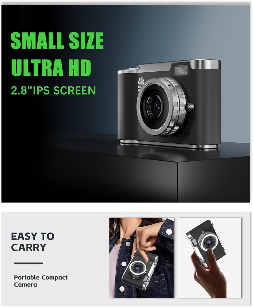 Digital Camera 4K 48MP Photography HD 1080P Camera Rechargeable Cameras ...