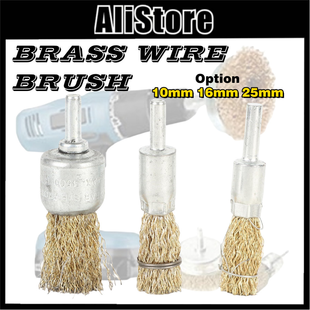 ALi 6mm Shank Brass Wire Wheel Brush Drill Bit Brass Coated Wire Brush ...