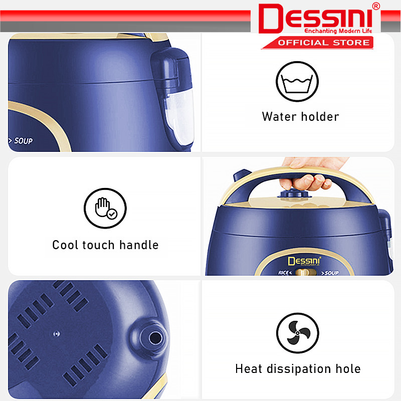 DESSINI ITALY 1.8L Electric Rice Cooker Non Stick Aluminium Inner Pot ...