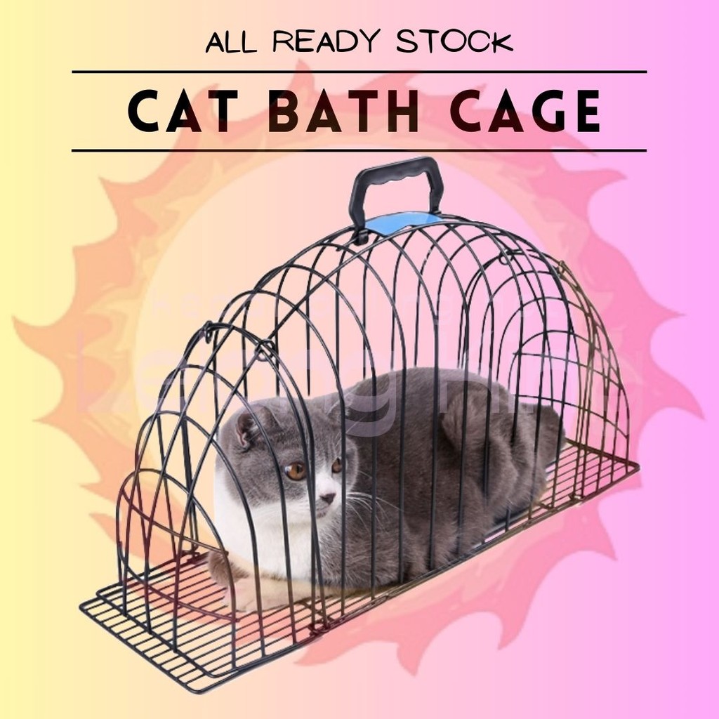 Cat Bath Cage Cat Grooming Cage Sangkar Mandi Kucing Ready Stock