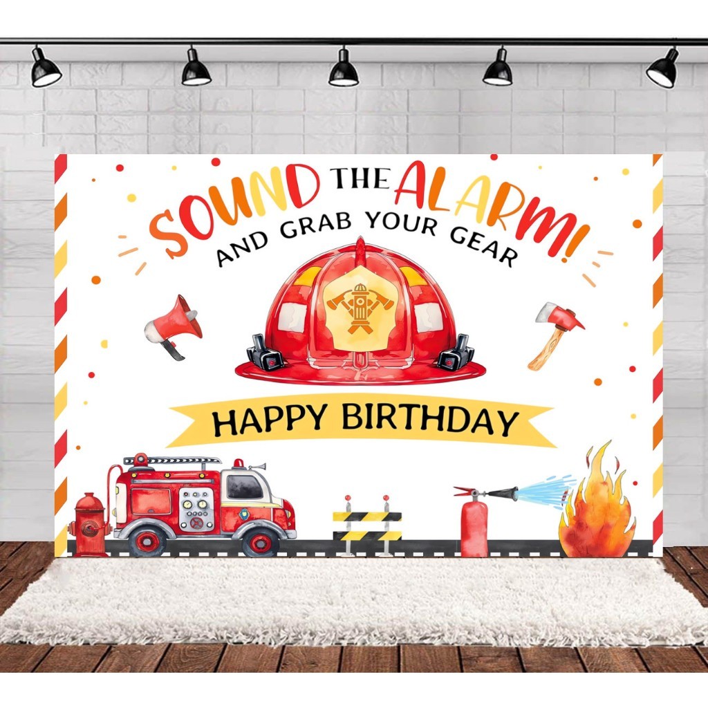 Firefighter Kids Birthday Party Backdrop Fireman Car Photography ...