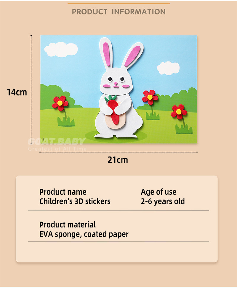 Cute Cartoon 3D EVA Foam DIY Sticker Art Craft Kits for Kids Montessori ...