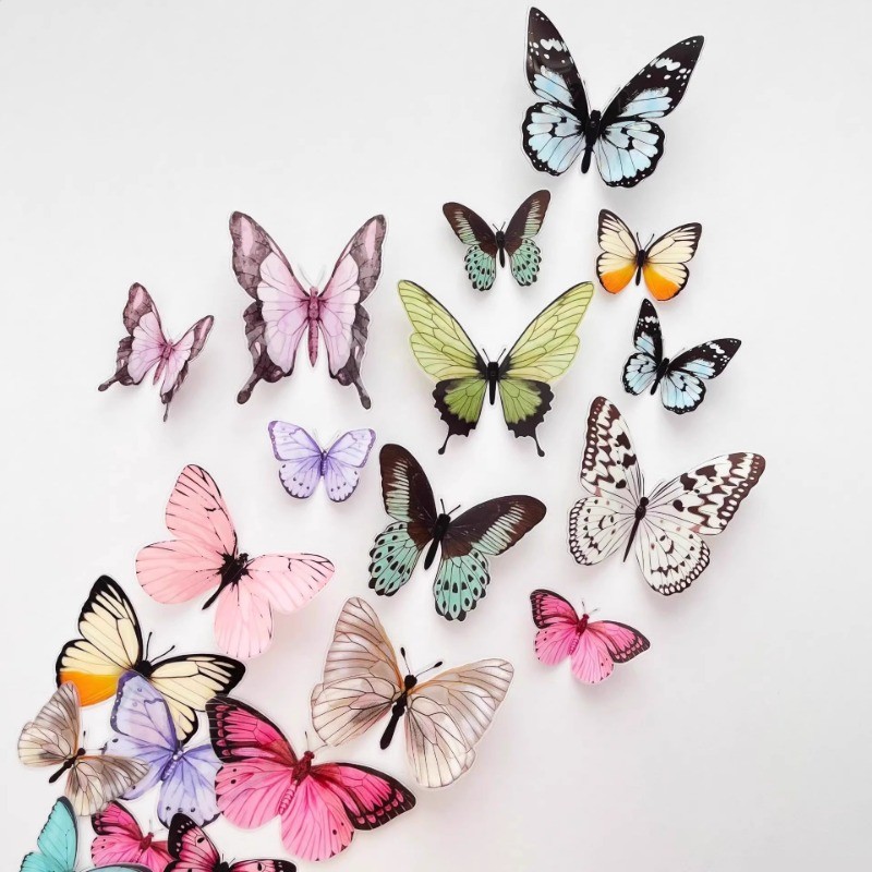 32PCS/12PCS Cutout Butterfly Wall Sticker 3D Decal Hollow Butterflies
