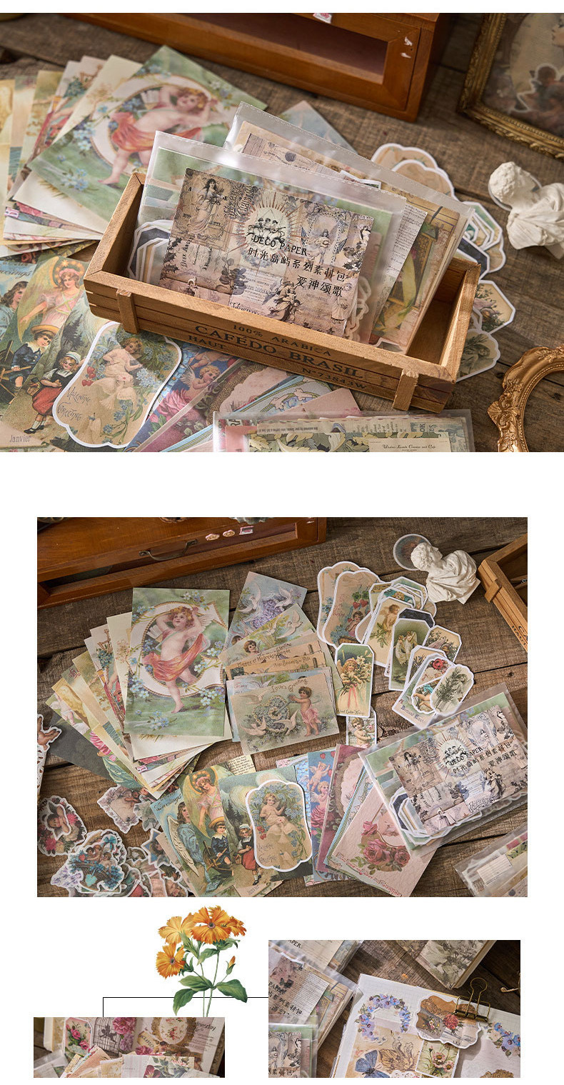 Journamm 100 Pcs Vintage Scrapbook Paper washi Paper Sticker Collage ...
