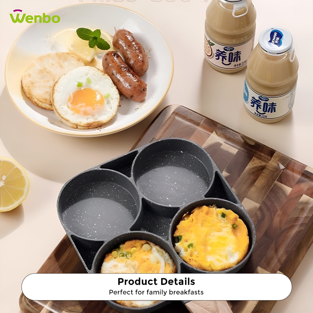 Wenbo Kuali Non Stick 4 Holes Fried Egg Burger Pan Durable Frying Pan ...