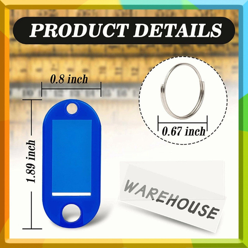 50 Pcs Portable Key ID Tags Durable Plastic Key Tags with Split Ring ...